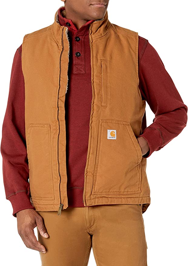 Carhartt Loose-Fit Sherpa-Lined Washed Duck Vest