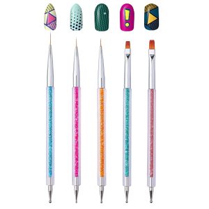 Cizoackle Dual-Ended Dotting Tool Nail Pens, 5-Piece