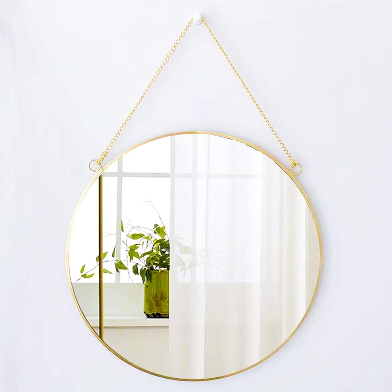 CoolXuan Circle Frame & Metal Chain Hanging Mirror