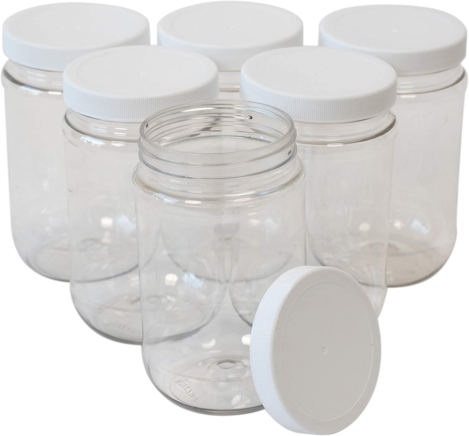 CSBD Transparent Plastic Mason Jars, 6-Pack