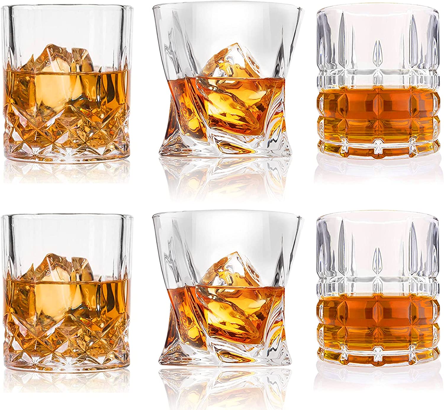 DeeCoo Clear Crystal Whiskey Glasses, Set Of 6