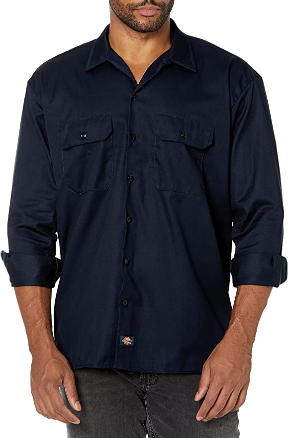 Dickies Button-Flap Chest Pockets Men’s Long-Sleeve Work Shirt