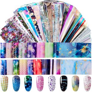 Duufin Assorted Patterns Nail Foil Transfer Sheets, 400-Piece