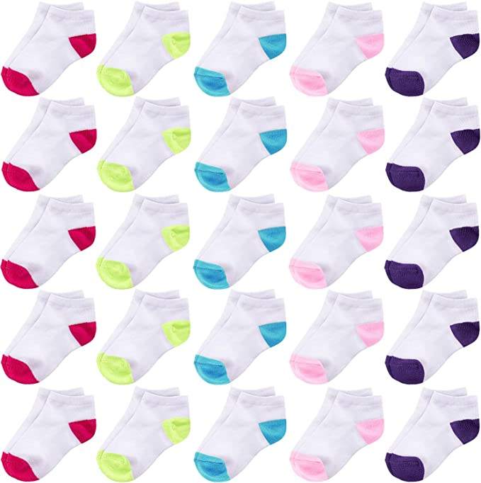Duufin Machine Washable Cotton Socks For Toddler Girls, 25-Pack