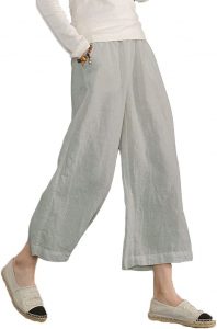 ECUPPER Side Pockets & Elastic Waist Wide-Leg Pants For Women