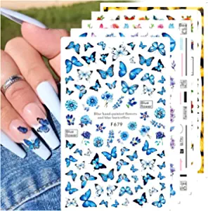 Eseres Butterfly Self-Adhesive Nail Art Stickers, 10 Sheets