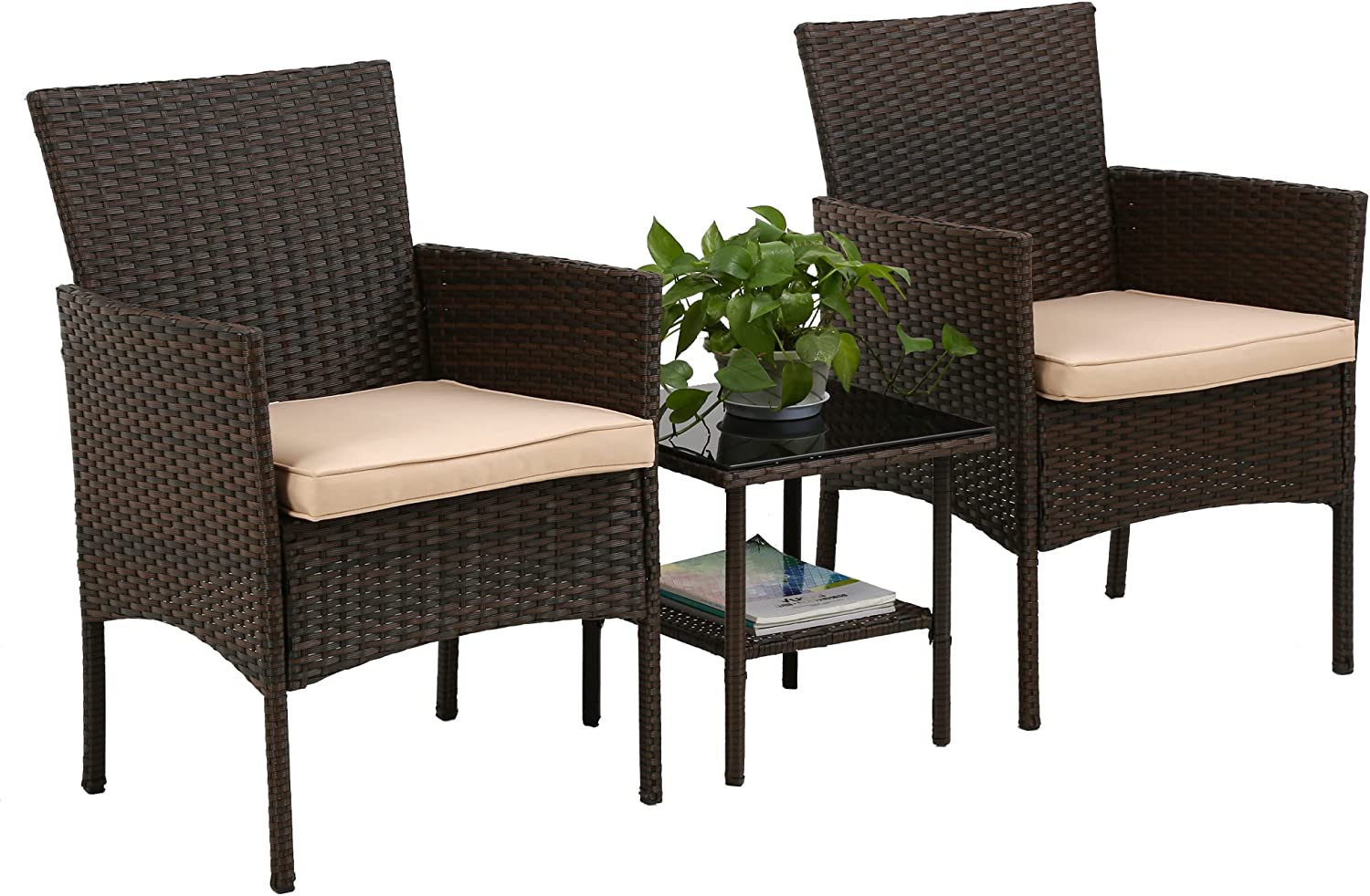 FDW Easy Assemble All-Weather Chairs Outdoor Furniture, 3-Piece