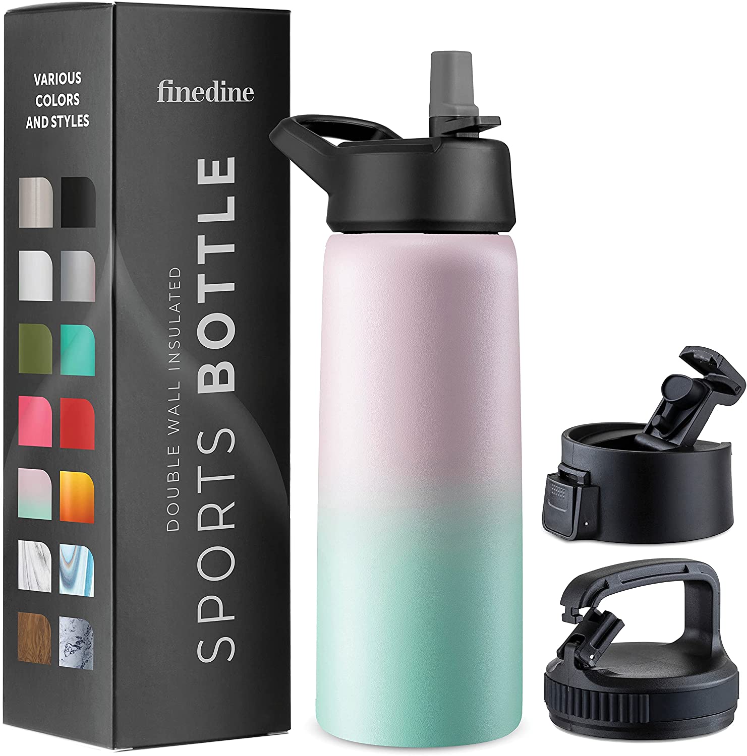 FineDine Double Walled Insulated Water Bottle, 25-Ounce