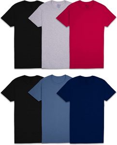 Fruit of the Loom Double-Stitched Collar Men’s Cotton T-Shirts, 6-Pack