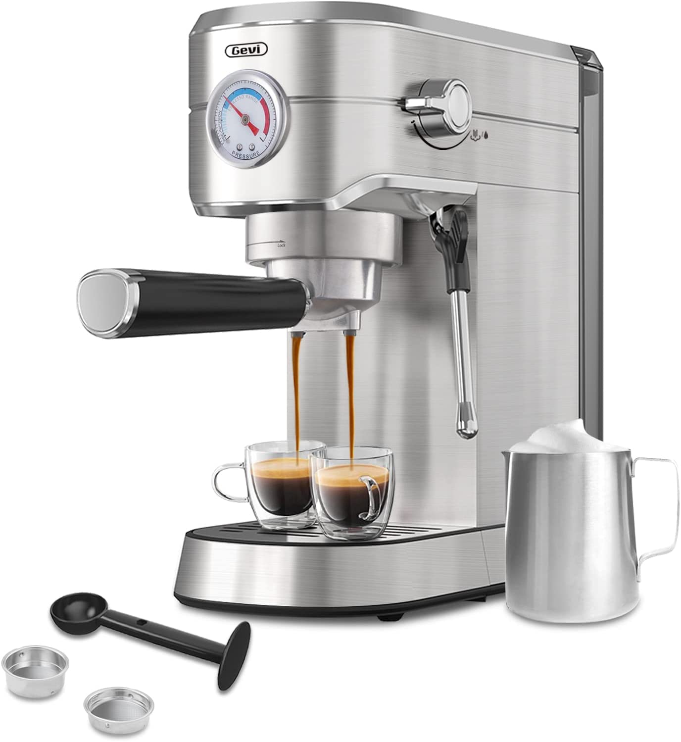 Gevi 2-1 Adjustable Steam Stainless Steel Espresso Machine