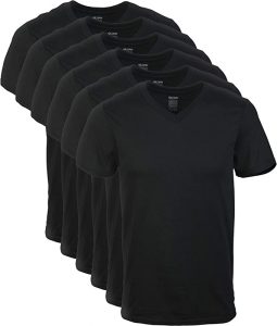 Gildan Moisture-Wicking Cotton Men’s V-Neck Shirts, 6-Pack