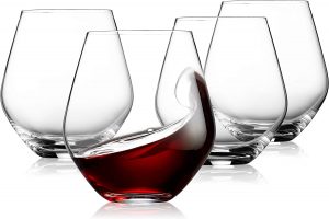 Godinger Clear Crystal Wine Glasses, Set Of 4