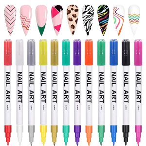 Gorvalin Assorted Colors 3D Dotting Nail Pens, 12-Piece