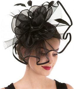 Haojing Feathers & Floral Ruffle Fascinator Derby Hat