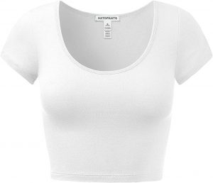 HATOPANTS Women’s Cotton Short Sleeve Scoop Neck Crop-Top