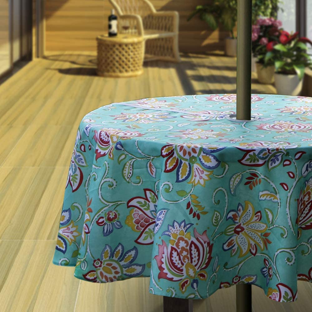 Hipinger Shrink-Resistant Round Tablecloth With Umbrella Hole