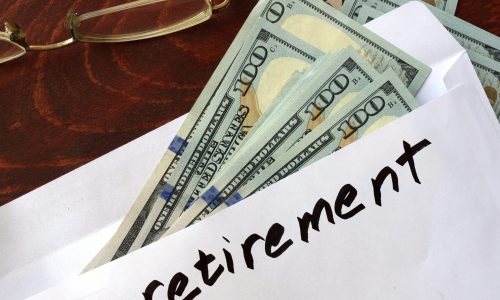 Money in envelope for retirement