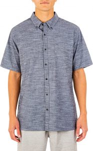 Hurley Textured Fabric Short-Sleeve Collared Button-Down Shirt