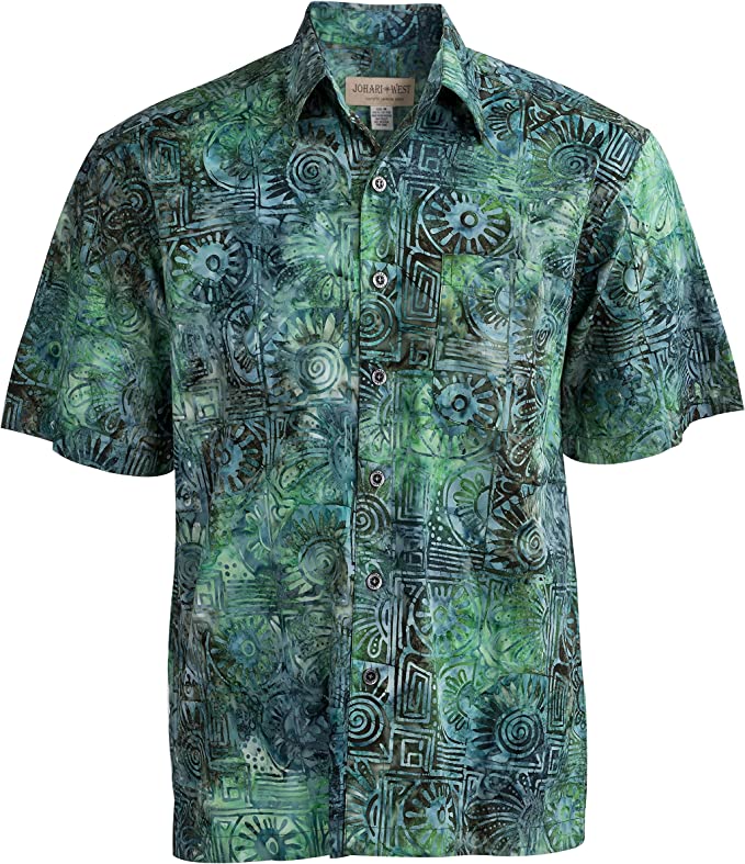 Johari West Men’s Antigua Hawaiian Batik Tropical Shirt