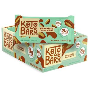 Keto Bars Gluten & Soy Free Keto Chocolate Peanut Butter Bars, 10-Count