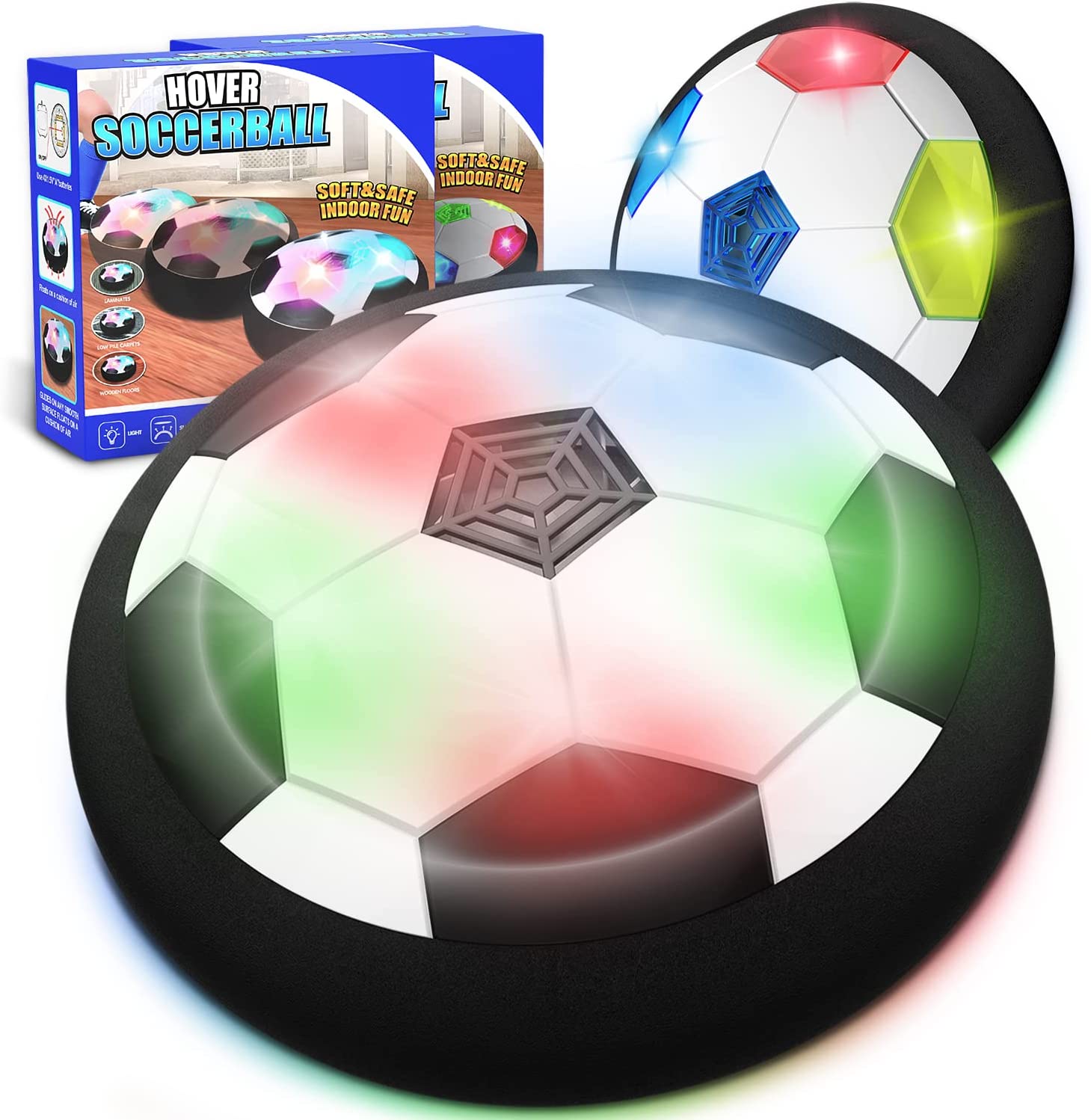 KKONES Rebounding Multifloor Hover Soccer Ball, 2-Pack