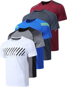Liberty Imports Moisture-Wicking Athletic Men’s Crewneck Shirts, 5-Pack