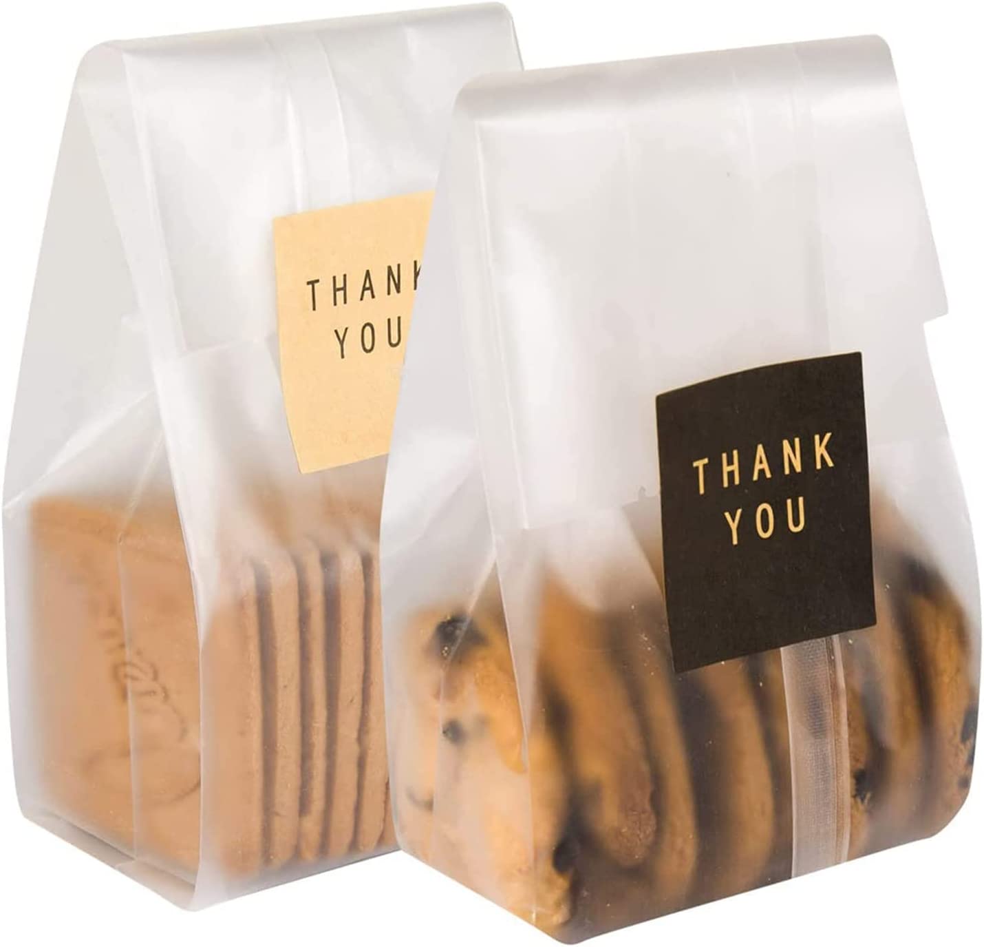 LOKQING Transparent Thank You Cookie Bags, 100-Count