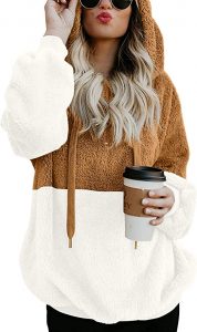 LONGYUAN Fleece Hooded Warm Sweater For Women