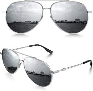 LUENX Polarized Mirrored Aviator Sunglasses For Men
