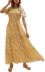 Maggeer Women’s Smocked Bohemian Tiered Maxi Dress