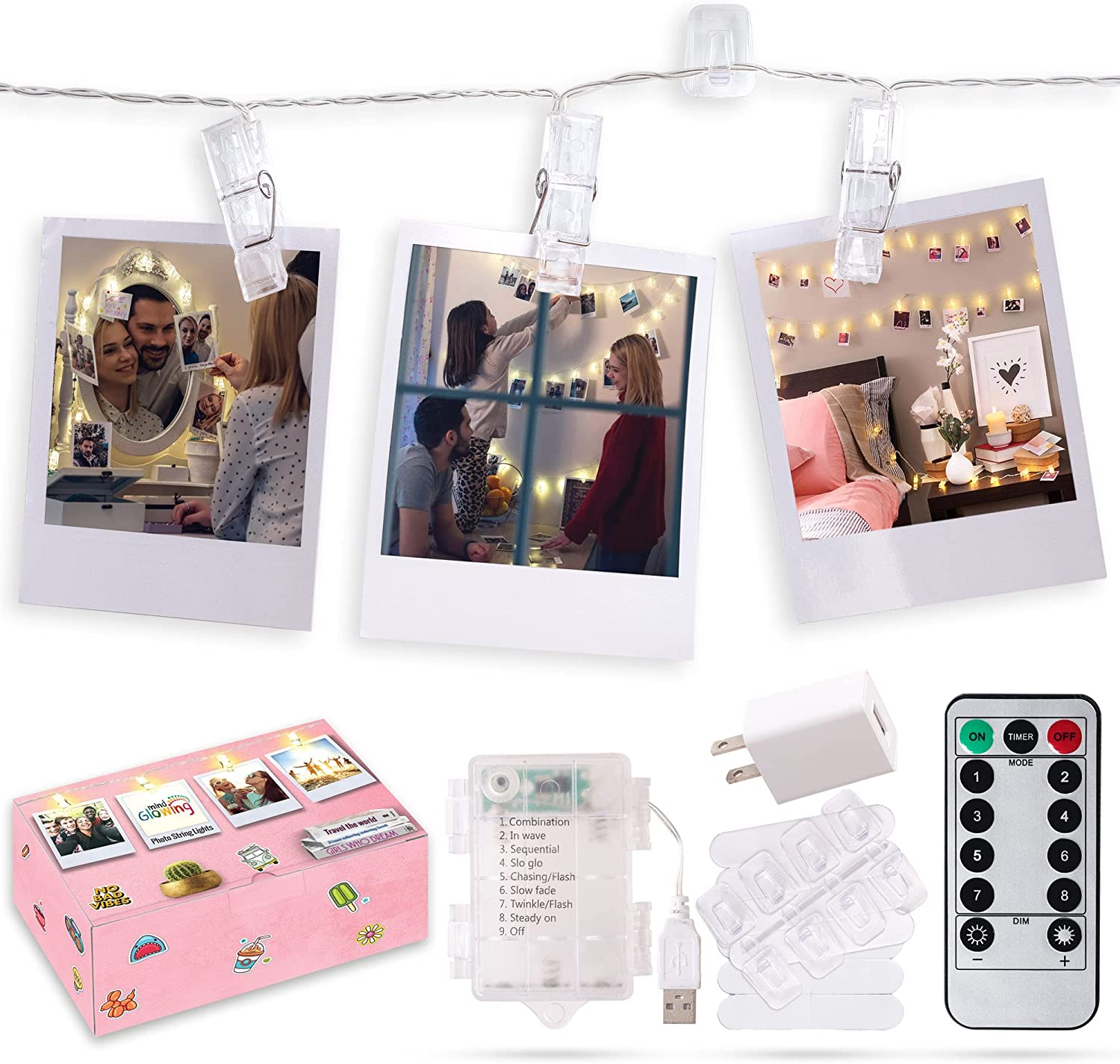 Mind-glowing Dimmable Remote Control Photo Clip String Lights
