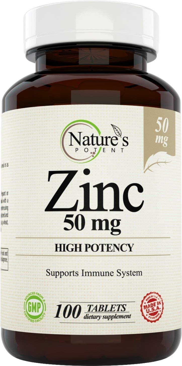 Nature’s Potent GMP Certified Zinc Supplement, 100-Count