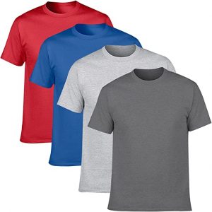 NewDenBer Lightweight Cotton Men’s Crewneck Shirts, 4-Pack