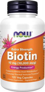NOW Vegan Non-GMO Biotin Supplement, 10,000-mcg