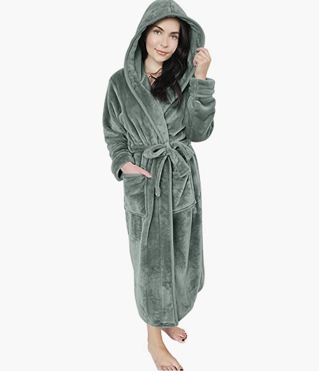 NY Threads Hooded Fuzzy Women’s Full Length Bathrobe