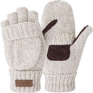 OMECHY Convertible Flap & Leather Palm Women’s Mittens
