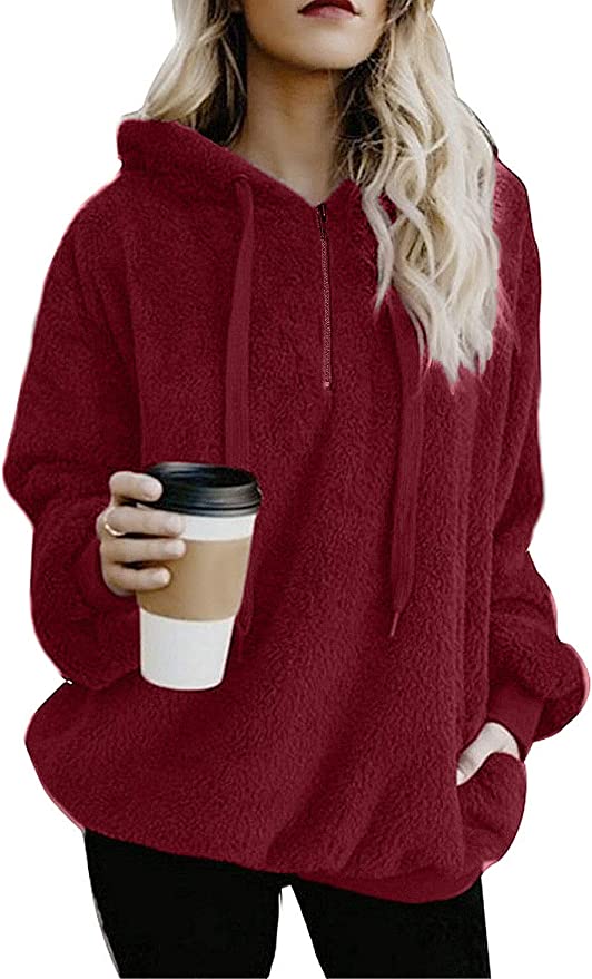 onlypuff Sherpa Pullover Warm Sweater For Women