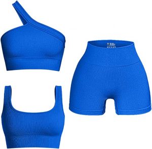 OQQ Ribbed Seamless Shorts & Sports Bra Workout Clothing Sets