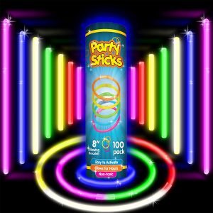 PartySticks Long-Lasting Non-Toxic Glow Sticks, 100-Pack