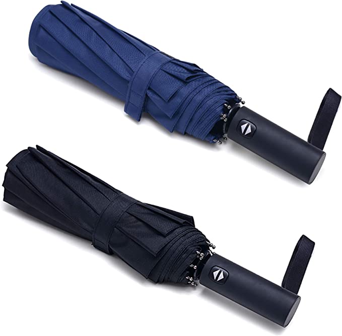 PFFY Easy Store Waterproof Compact Umbrellas, 2-Pack