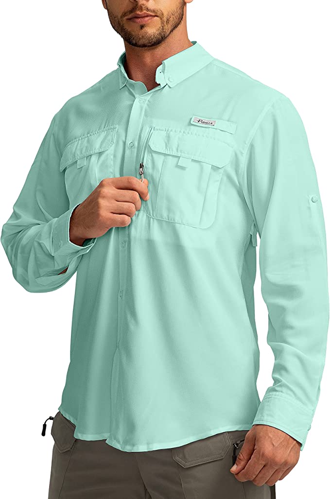 Pudolla UPF 50+ Moisture-Wicking Men’s Long-Sleeve Work Shirt