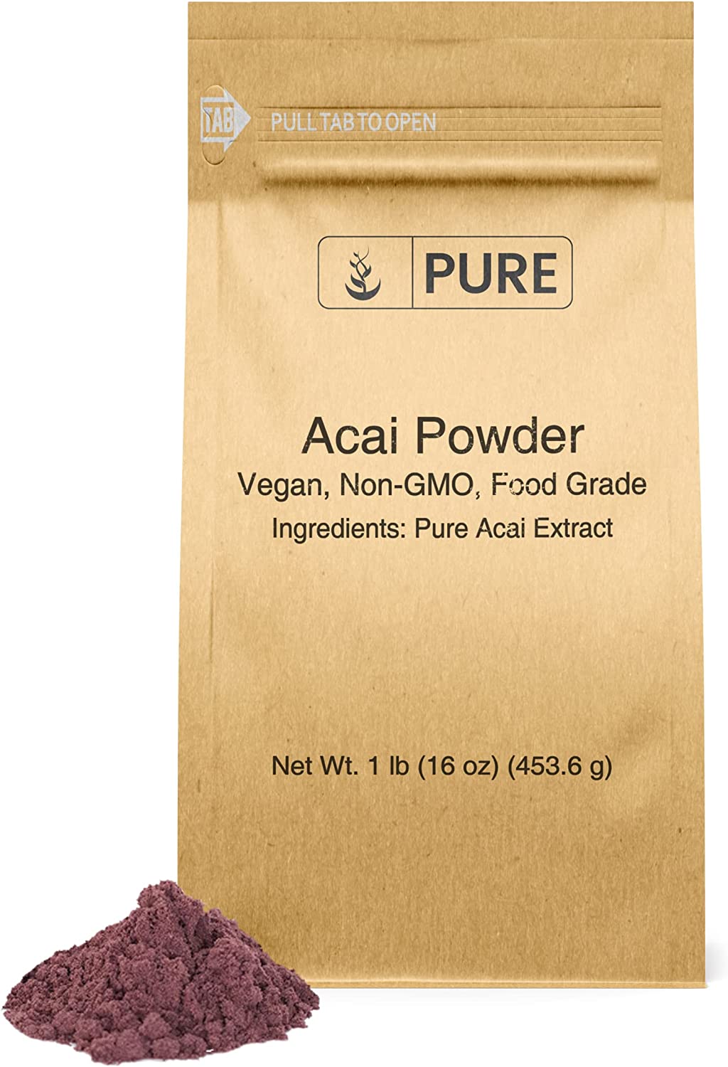 Pure Organic Ingredients Food-Grade Acai Powder, 16-Ounce