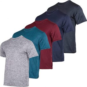 Real Essentials UPF 50+ Quick-Drying Men’s Crewneck Shirts, 5-Pack