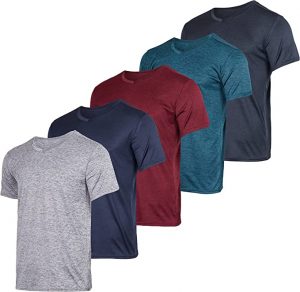 Real Essentials UPF 50+ Tag-Free Men’s V-Neck Shirts, 5-Pack