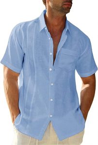 Ryannology Banded Collar Short-Sleeve Collared Button-Down Shirt