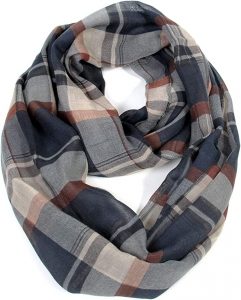 Scarfand Polyester Infinity Plaid Scarf