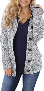 Sidefeel Knit Cardigan Hooded Warm Sweater For Women