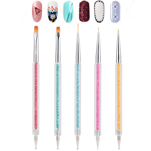 TEOYALL Double-Ended Dotting Tool Nail Pens, 5-Piece