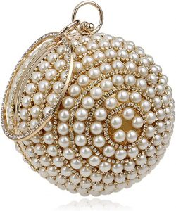 Tngan Ball Shape Artificial Pearl Beaded Handbag