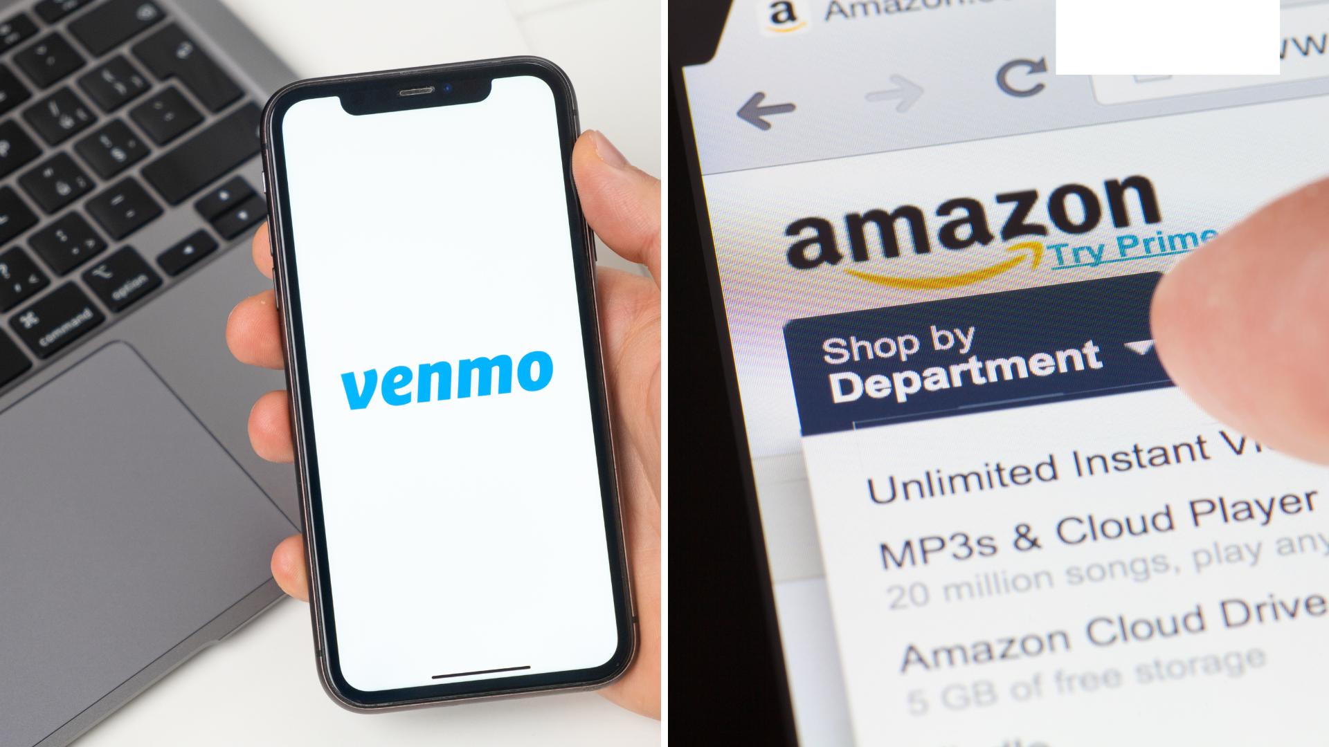 Venmo and Amazon on screens